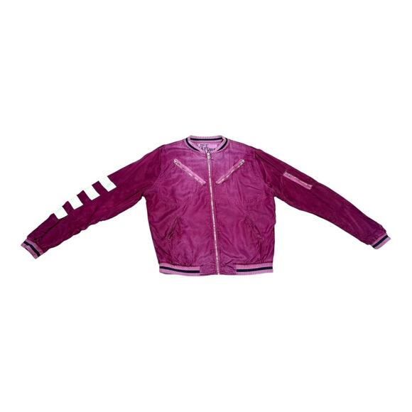 Free City Life Nature Love Magenta Satin Flight Bomber Jacket Small - Picture 1 of 6